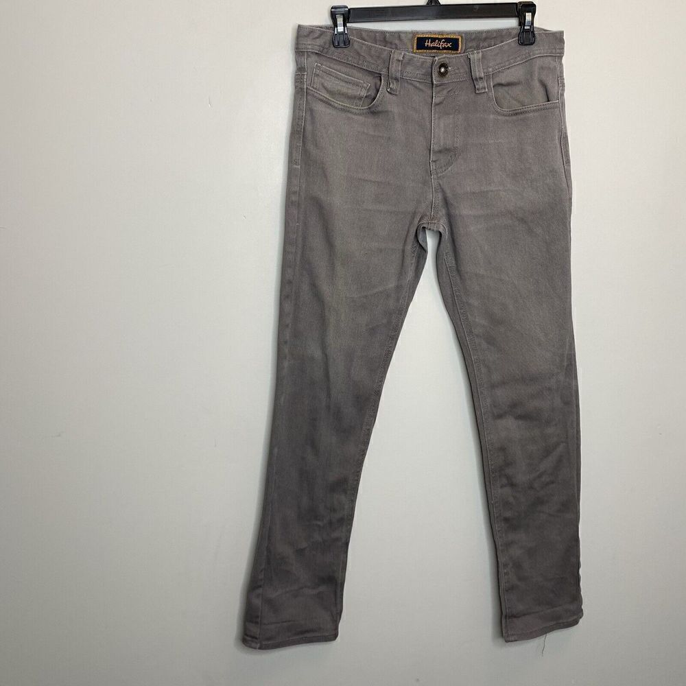 HALIFAX Jeans Mens 33 x 32 Gray Denim Skinny Distressed Cotton Stretch